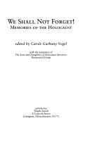 Copertina  We shall not forget : memories of the holocaust