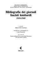 Copertina  Bibliografia dei giornali fascisti lombardi, 1919-1945